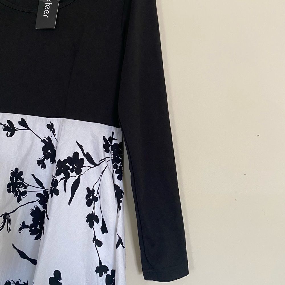 Mixfeer Dress Black White Floral Long Sleeve Womens Size Medium NEW - Picture 4 of 8
